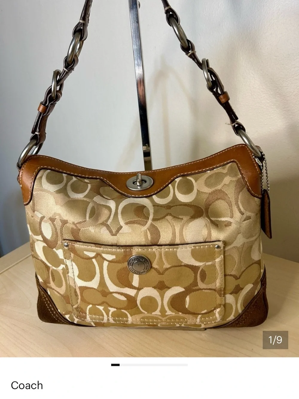 Coach Vtg Chelsea Optic Signature Hobo/Shoulder Bag